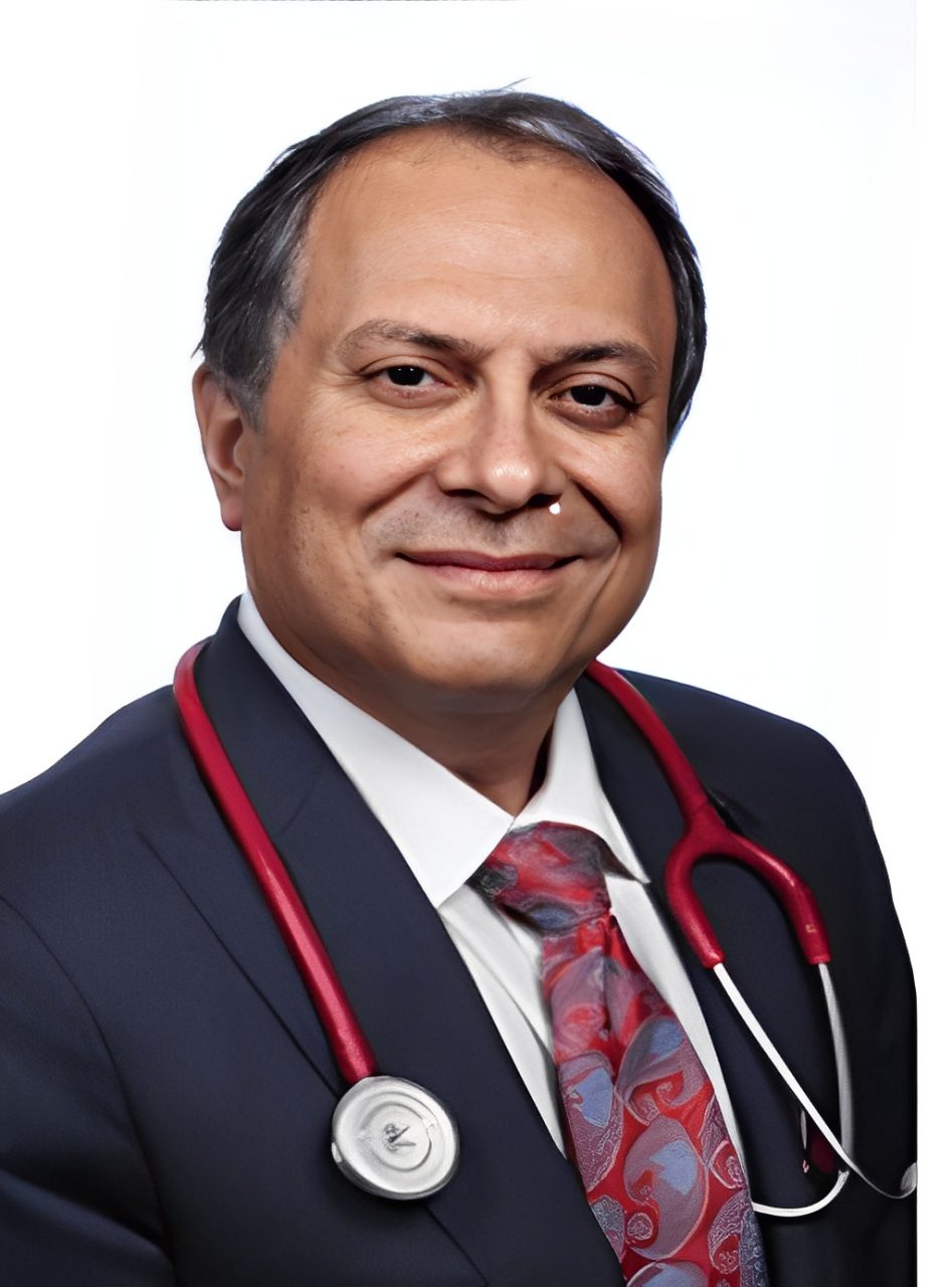 Portrait of a professional doctor with a stethoscope and suit.